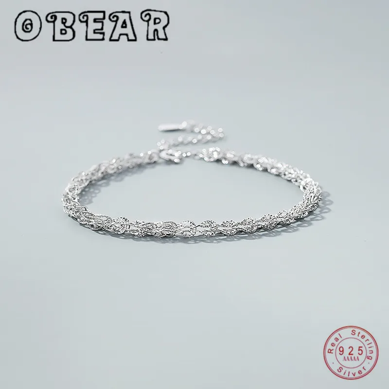 Женский браслет цепочка OBEAR из стерлингового серебра 925 пробы в стиле ретро
