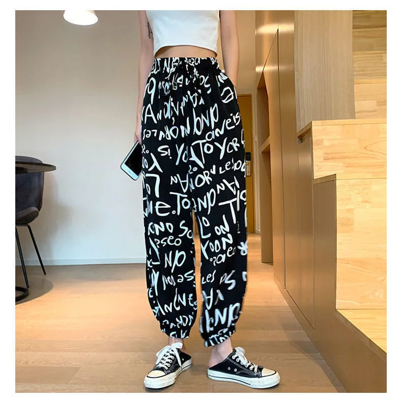 

Casual pants 2021 spring and summer ins super fire purple lightning Harajuku wind high street wide-leg student trendy pants A138
