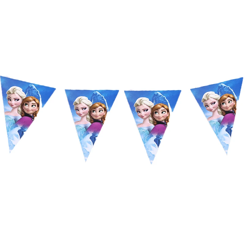 Pennant 1pc Платье принцессы «Холодное сердце» 2 вечерние поставки «Холодное сердце» вечерние Бумага соломы тарелки чашки для девочек с героями мультфильма «Холодное сердце»; 2 платья Эльзы и Анны для дня рождения Декор вечерние скатерть - Цвет: Pennant 1pc