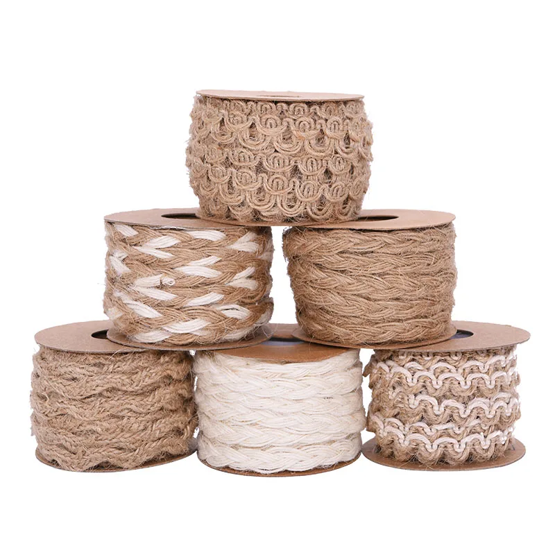 

5Meter Natural Vintage Burlap Jute Ribbons Christmas Party Handwork Gift Wrapping DIY White Jute Ribbon Home Wedding Decoration