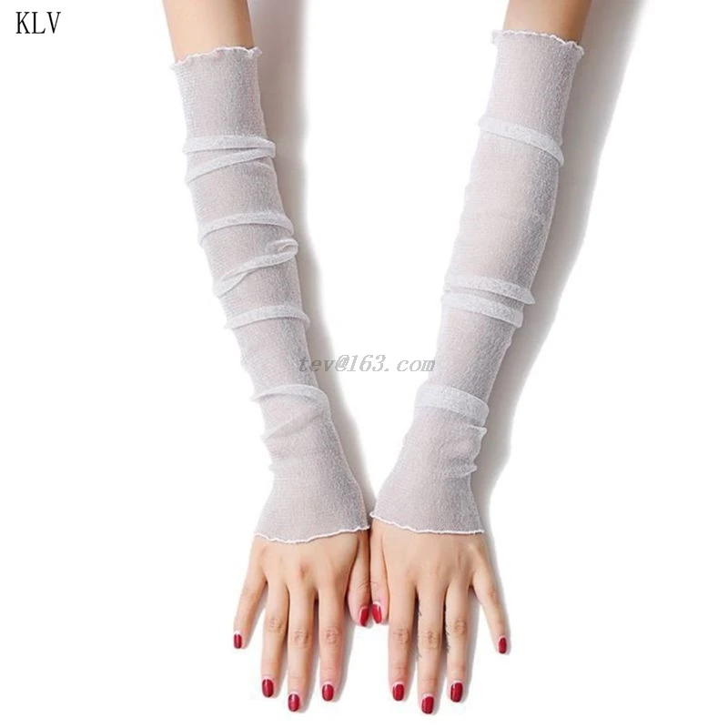 Женские ультратонкие сетчатые перчатки с блестками Длинные кружевные