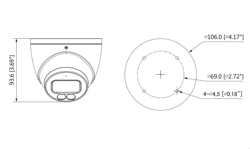 IP-камера Dahua IPC-HDW5241TM-AS-LED 2 МП полноцветная WDR Eyeball AI сетевая камера starlight поддержка