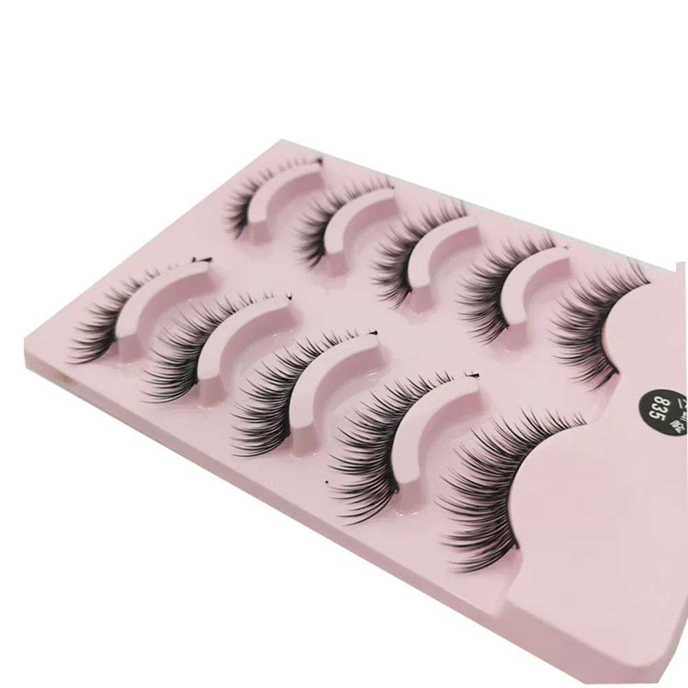 

False Eyelashes(5pairs) Natural Soft Reusable False Lashes Set Lightweight And Fluffy Eyelashes Handcrafted Lash Makeup