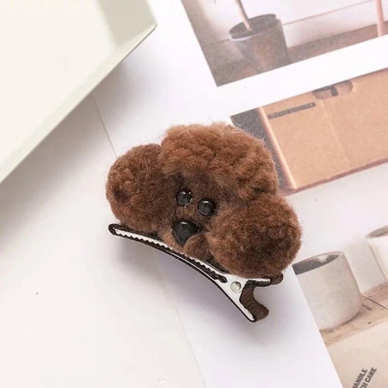 hairpin dog brown М мизм милые Мультяшные животные резинки для волос 3D плюшевая собака кролик ободок с кроличьими ушами для детей девочки заколка для волос аксессуары для волос - Цвет: hairpin dog brown