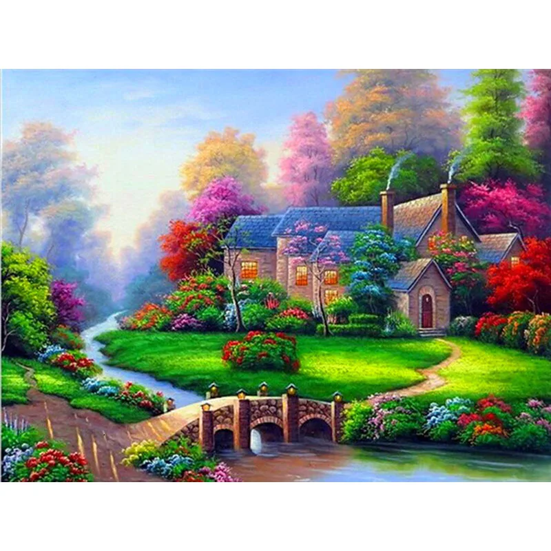 

5D DIY Diamond Painting House Scenery Full Square Diamond Embroidery Cross Stitch Mosaic Crystal Home Decoration