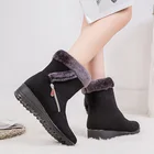 Зимние теплые женские ботинки с боковой цепочкой, замшевые, большие размеры, повседневная женская обувь на низком каблуке, размер 43, женские зимние ботинки