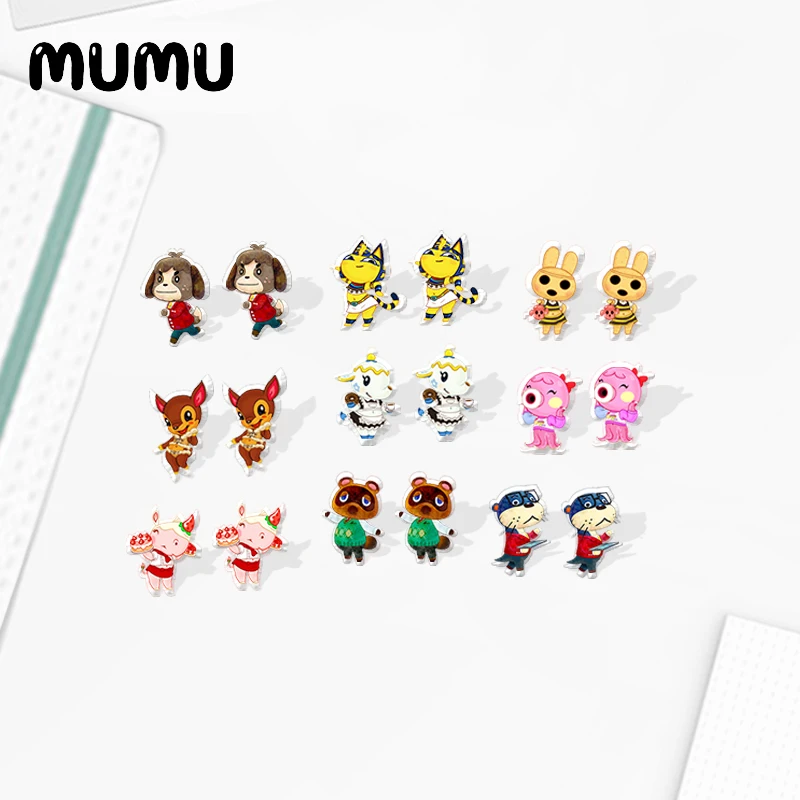 

2020 New Animal Crossing Character Stud Earring Funny Acrylic Earrings Epoxy Resin Jewelry Gift Girl