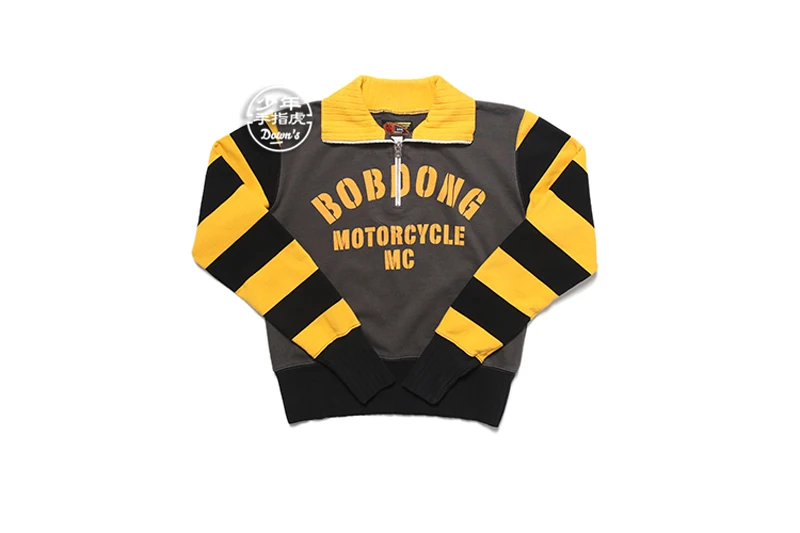 Black Gray BOB DONG мотоцикл Desperado половина на молнии короткие толстовки для мужчин пуловер - Цвет: Black Gray