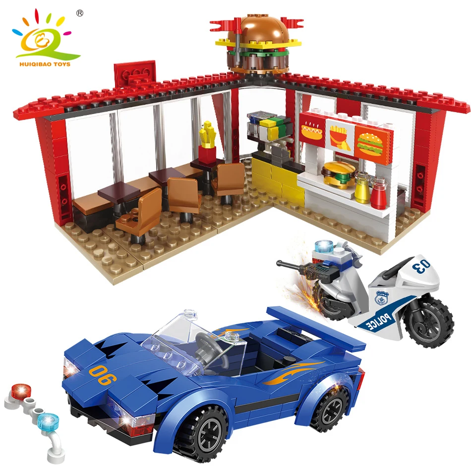 406 шт город полиция грабитель магазин уличный вид строительные блоки фигурки