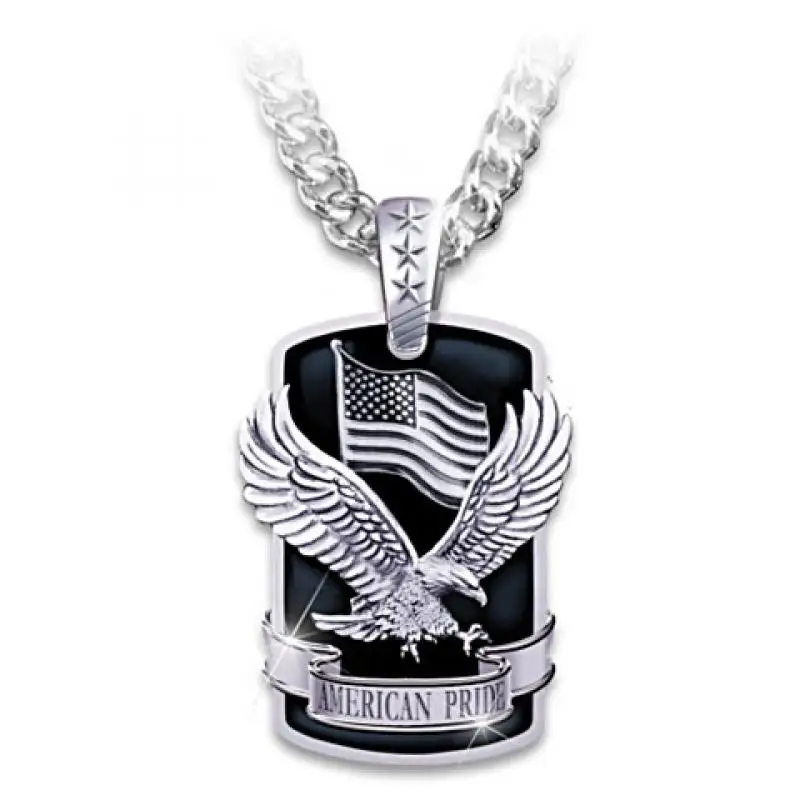 

New Fashion American Flag Eagle Geometric Pendant Necklace Men's Necklace Metal Accessories Party Jewelry