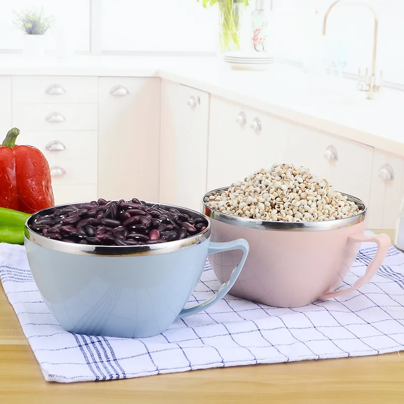 Stainless Steel Double Layer Instant Noodle serving bowl Lid leakproof Cup Packed Lunch Box for Rice Salad food warmer Container | Дом и сад