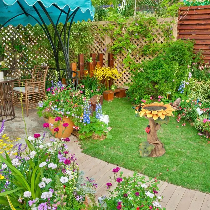 

Polyresin Sunflower Bird Bath Garden Decoration outdoor with Ladybutt Yard Lawn Tuin Decoratie Home Jardin Decor For Fairy Gnome