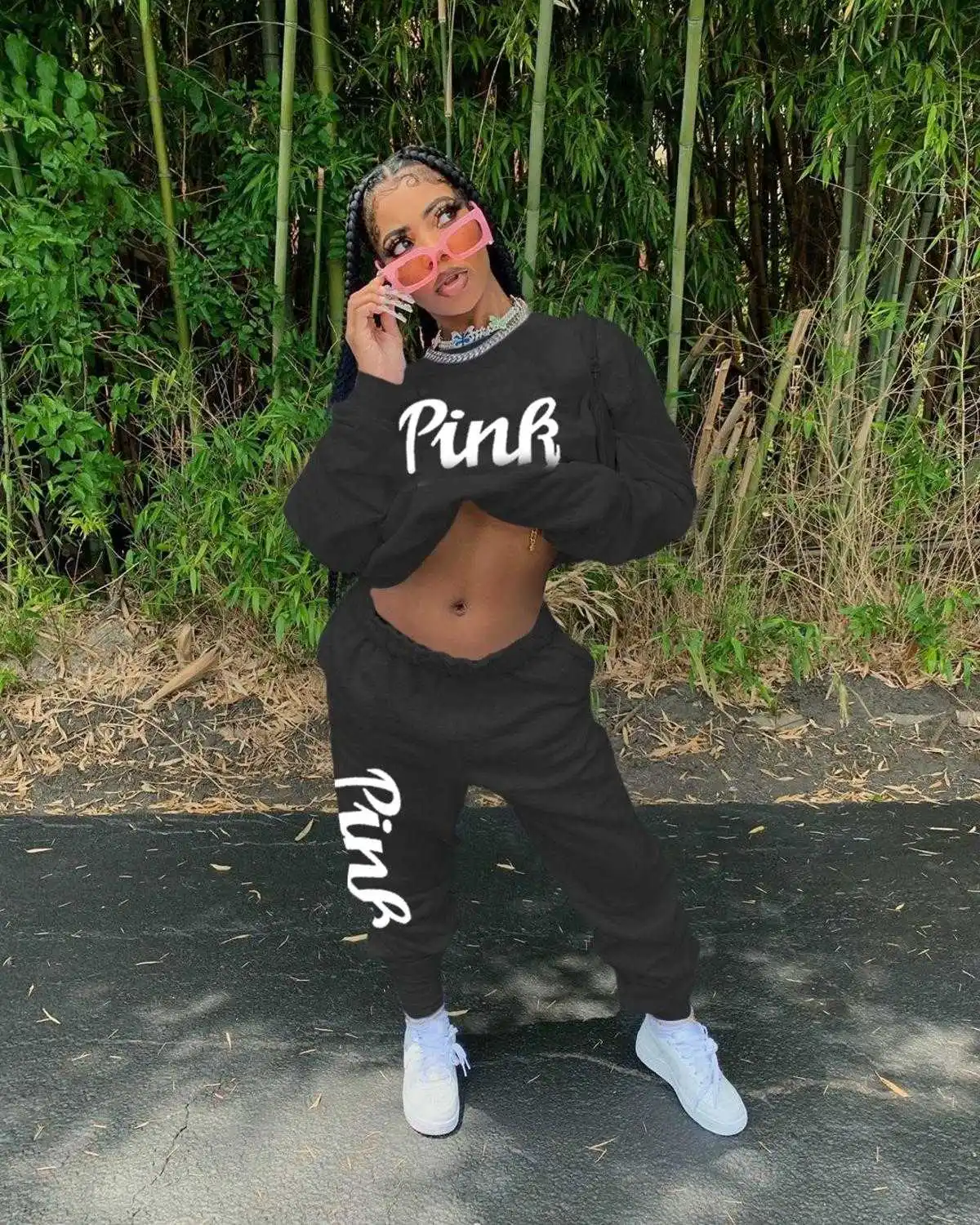 

Women Tracksuit 2 Piece Set Winter Fitness Sweatshirt + Sweatpants Trouser Joggers Women Set Letters Print Matching Outfits