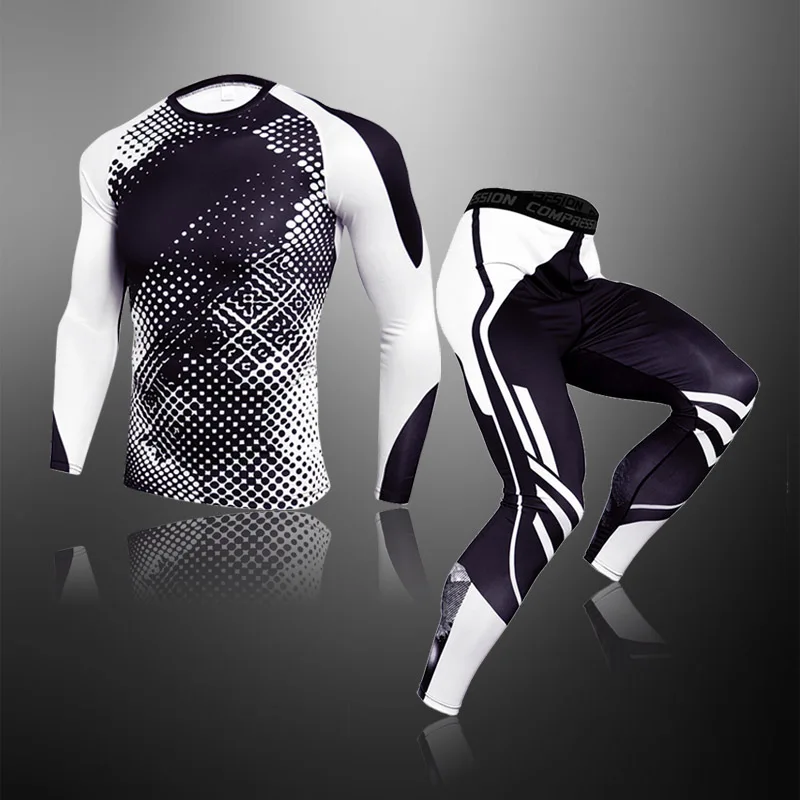 

Quick-Drying Compression Men's Sports Training Suit Men's Gym Jogging Running 2-Pcs Set Tight Fitness Workout Clothes For Men