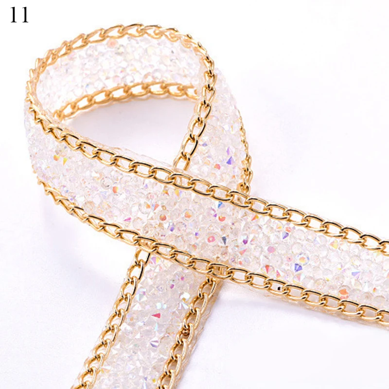 

1 Yard Sewing Crystal Motif Chain Mesh Drill Adhesive Hot Stamping AB Drill Rhinestone Patch DIY Handmade Clothing Accessories