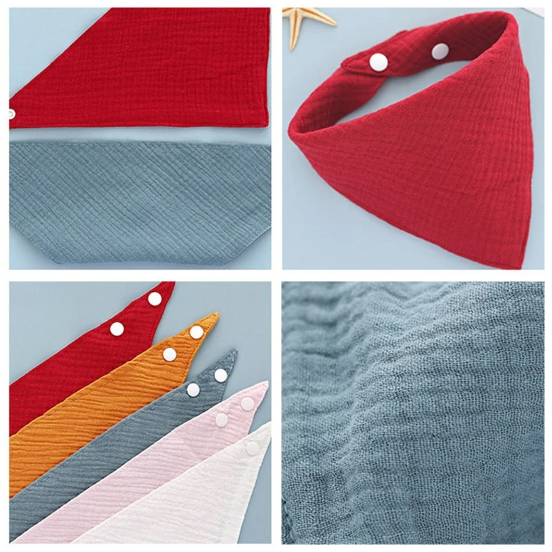Baberos para comer con broches para beb&eacute;, toalla de Saliva de gasa suave, Bandana para beb&eacute;, bufanda triangular, pa&ntilde;o de eructo para reci&eacute;n nacido, regalos de Ducha-5