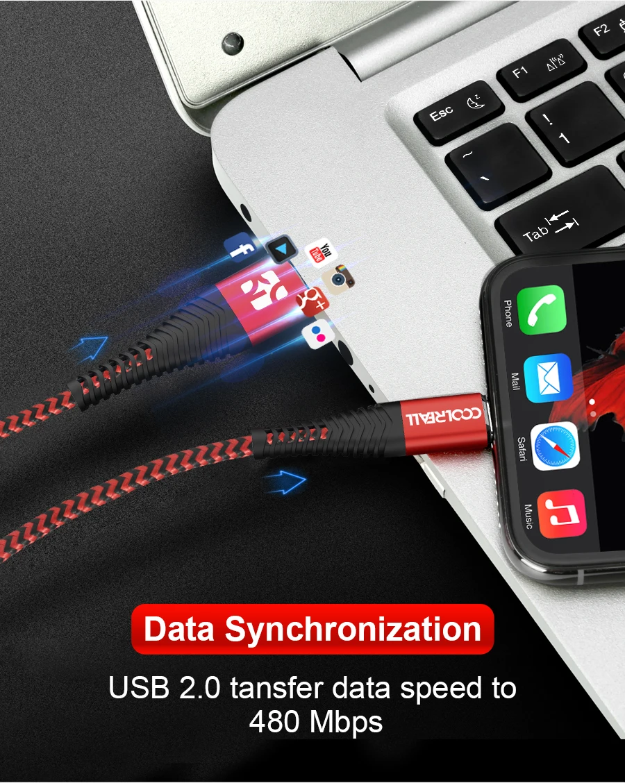 Coolreall USB кабель для iPhone 11 pro max Xr X 8 7 6 plus 6s 5 s plus iPad 2.4A кабель для быстрой зарядки кабель для передачи данных для мобильного телефона
