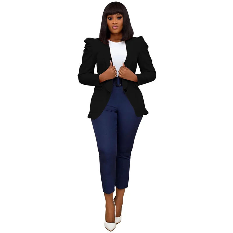 

Spring Autumn New Suit Jacket Women Europe And America Plus Size Long Sleeve Lapel Solid Color Casual Fashion Stretch Coat GH106