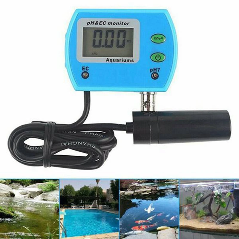

Professional 2 in 1 PH Meter EC Meter for Aquarium Multi-Parameter Water Quality Monitor Online PH / EC Monitor US Plug