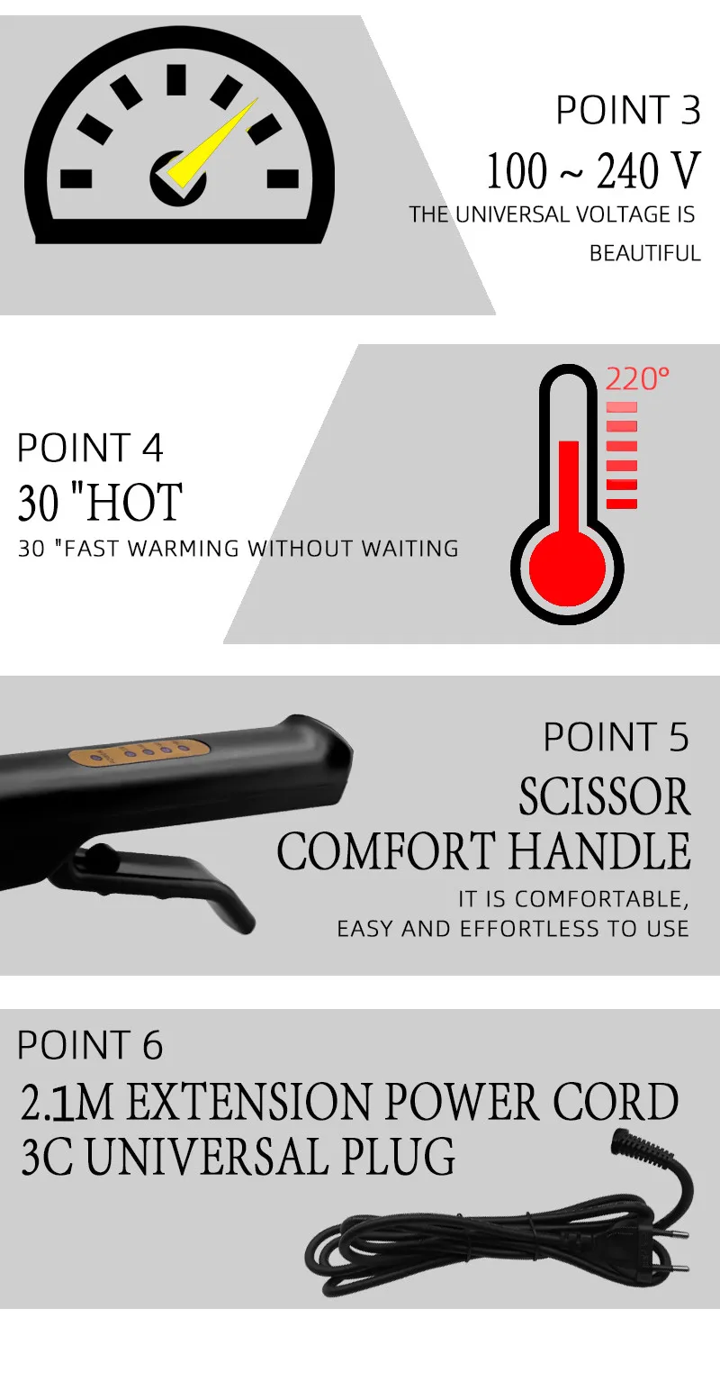 Выпрямитель для волос четырехступенчатый с регулировкой температуры