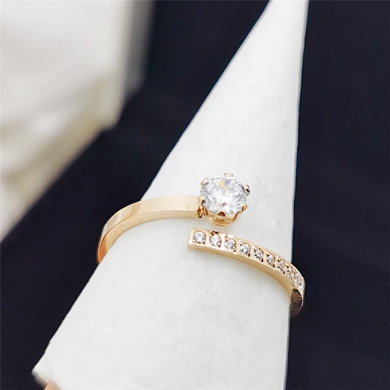 YUN RUO 316 L ювелирные изделия из титановой стали с шестью когтями кольцо мозаикой CZ