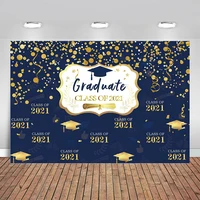 Graduation Backdrop Royal Blue and Gold Bachelor Cap Congrats Grad Background for Photography Class of 2021 Graduation Party