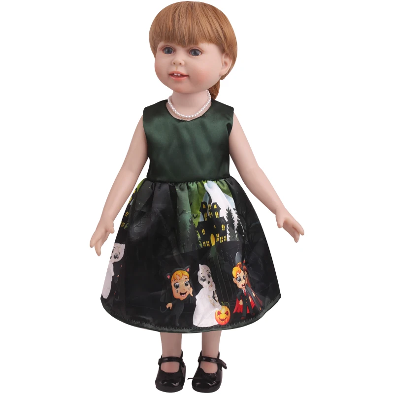 18 дюймовые куклы для девочек Рождество черный платье с принтом костюм