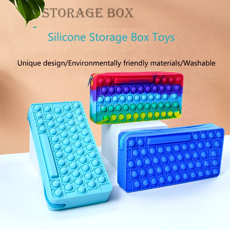

New Children's Fidget Toys Stationery Box Antistress Toys Push Bubble Relax Toys for Kids Cosmetic Bag Simple Dimple Popete Gift