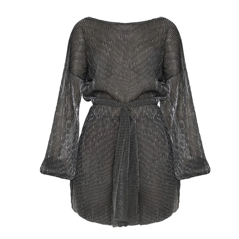 Женское пляжное платье туника новое летнее с длинными рукавами и поясом