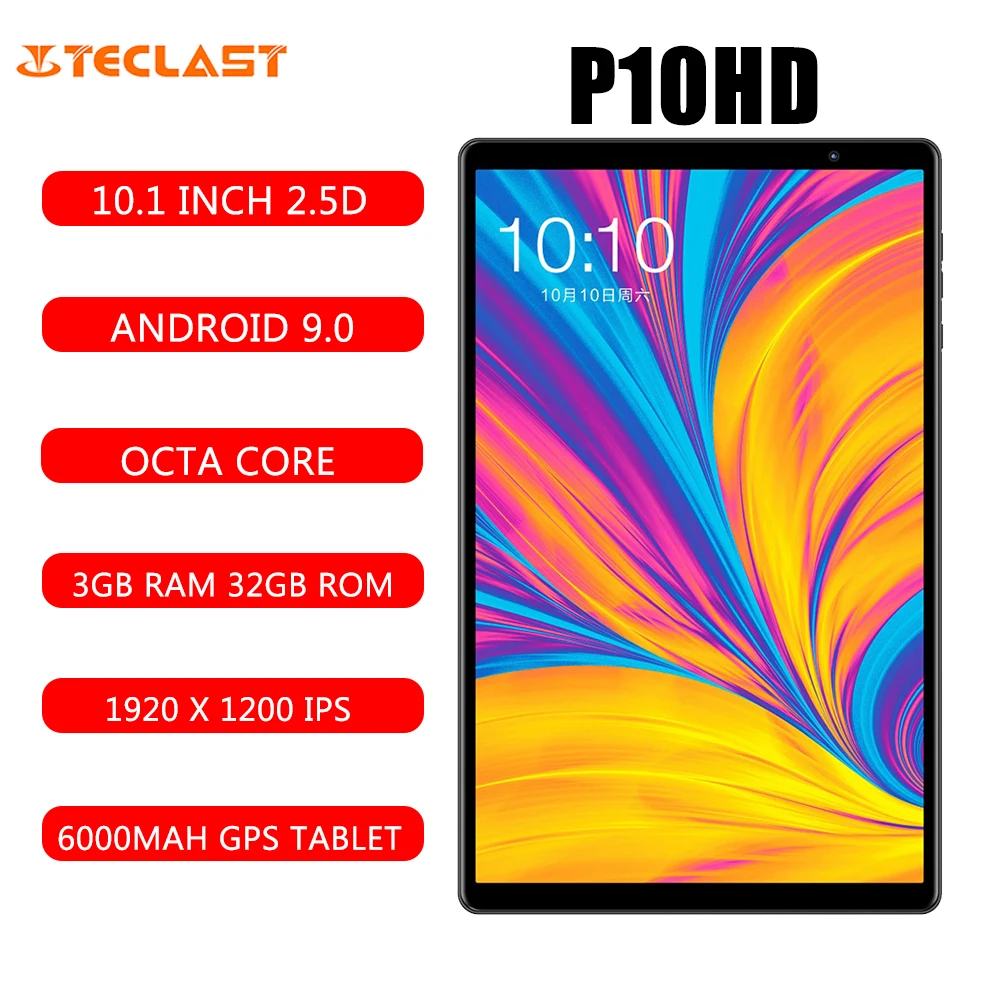 Teclast P10HD 10 1-дюймовый планшет с восьмиядерным процессором ОЗУ 3 ГБ ПЗУ 32 1920x1200 Android 9 0