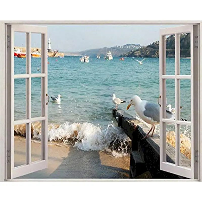 

GATYZTORY Full Square Diamond Painting Seaside 5D DIY Diamond Embroidery Mosaic Landscape Art Kits Home Decoration