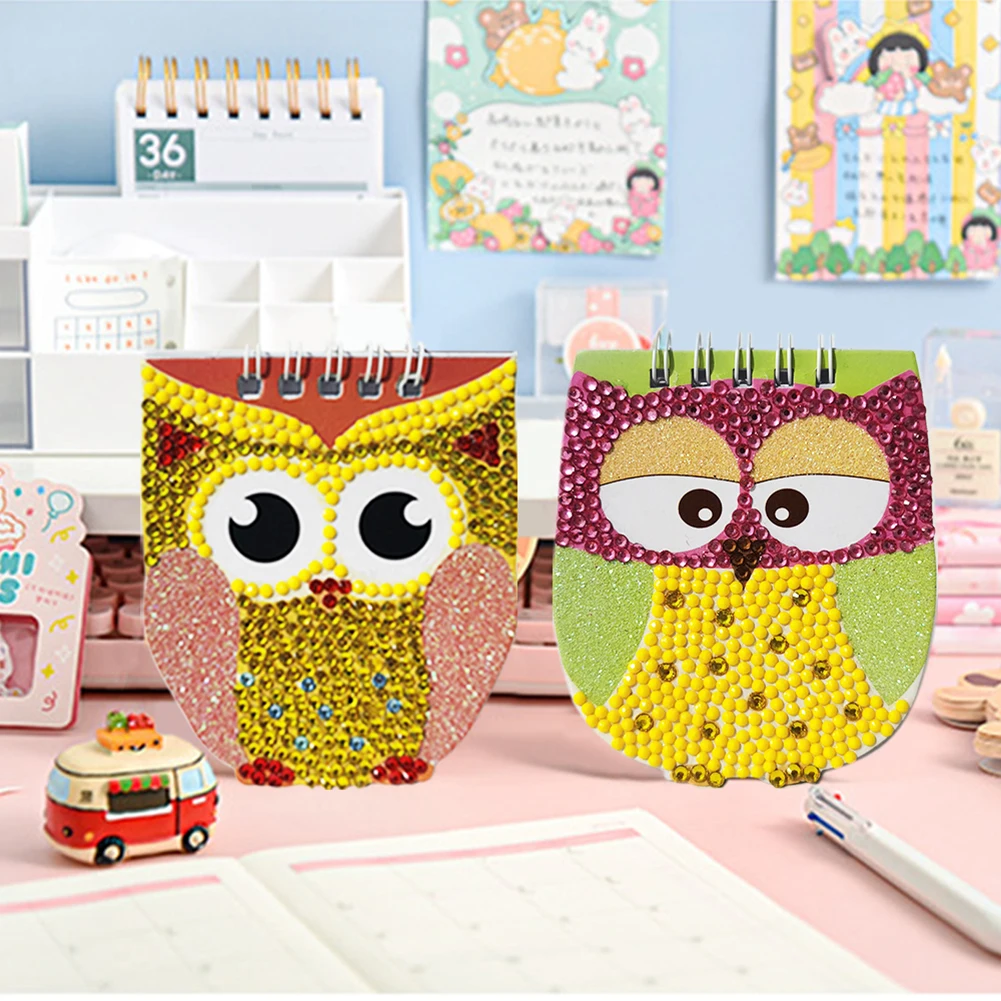 

6pcs 5D Diamond Painting Notebook Set DIY Owl Rhinestone Book Children Gift