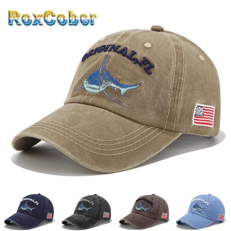 RoxCober Wholesale Washed Cotton Baseball Caps Men Retro Cap Embroidery Casquette Dad Hat For Women Gorras Planas Snapback Hats