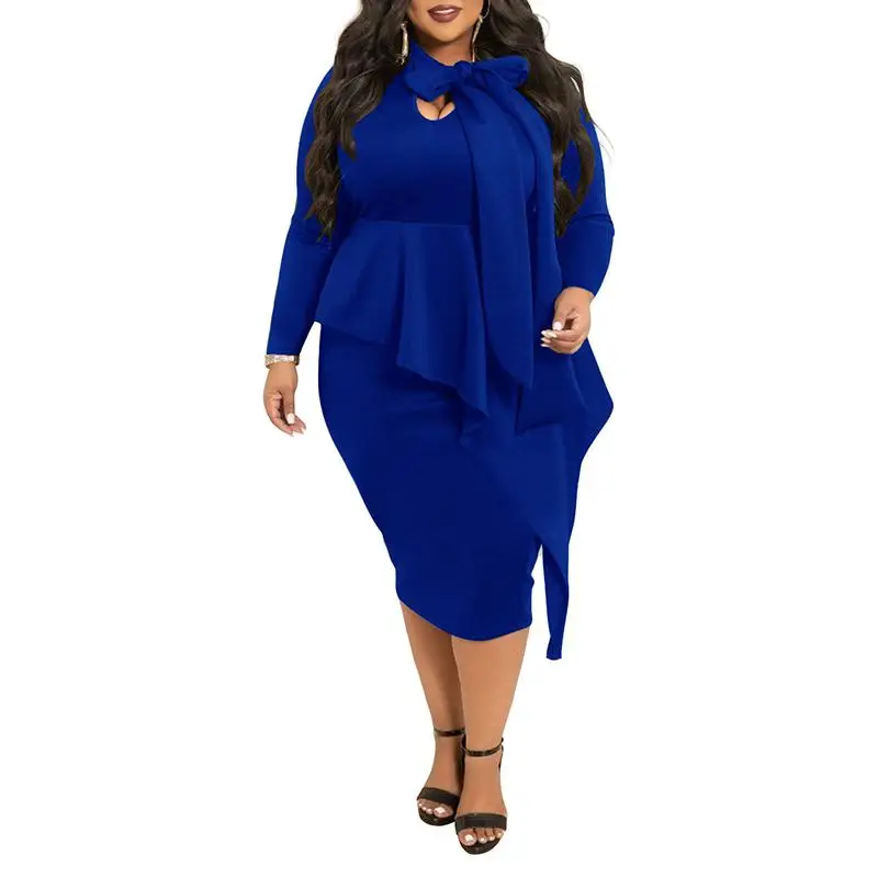 Женское платье с длинным рукавом и завышенной талией размеры до 5XL | Женская