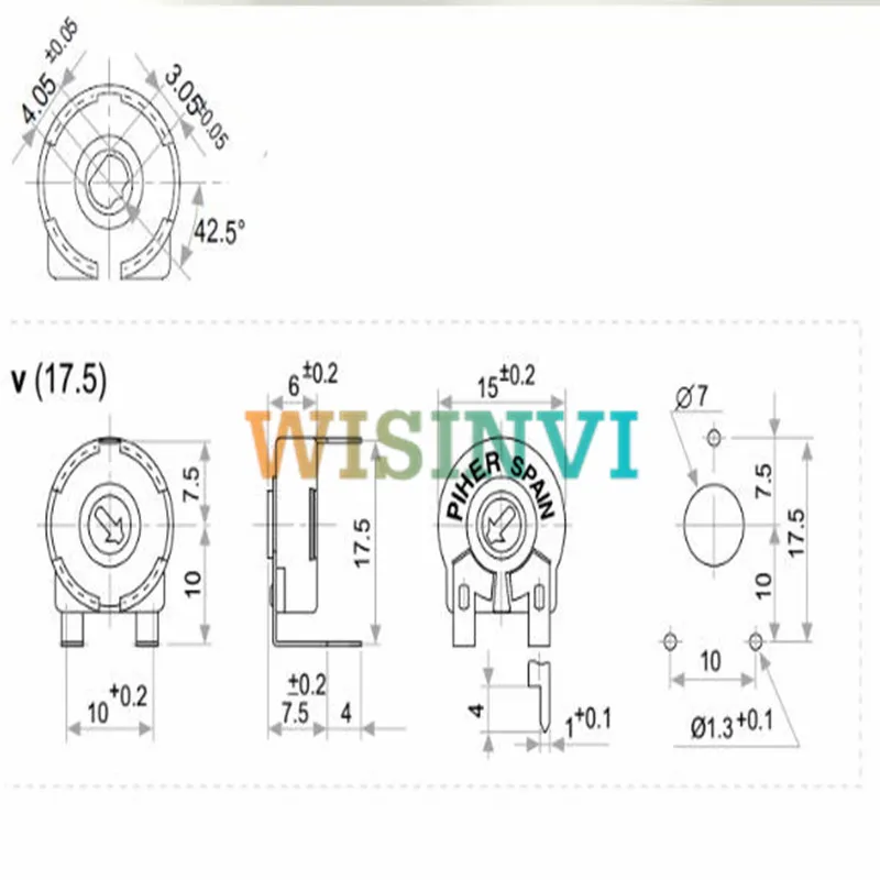 10 шт. PIHER регулируемый потенциометр PT15-4.7K горизонтальный овальное отверстие