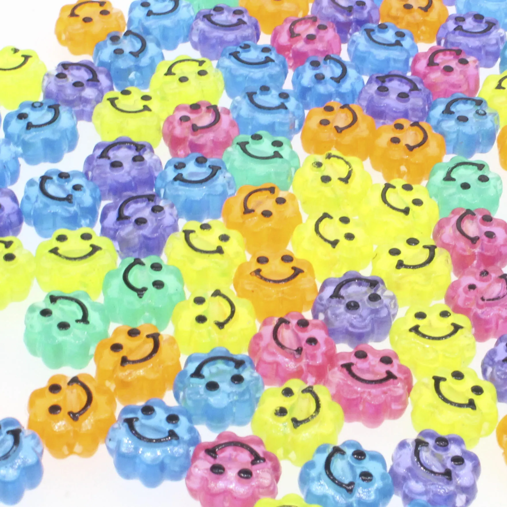 Разноцветные Круглые бусины со смайликом аксессуары для браслетов 10 мм