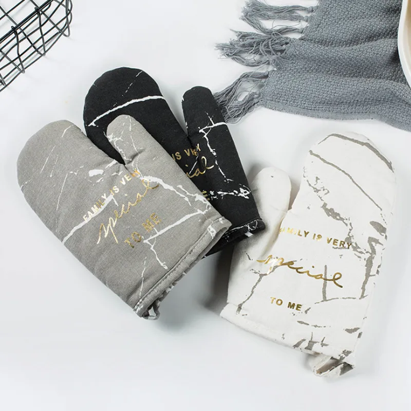 

1 предмет, хлопковая микроволновая печь кухонные перчатки для готовки рукавицы для микроволновой печи Мрамор узор теплозащитные Non-Slip Прихв...