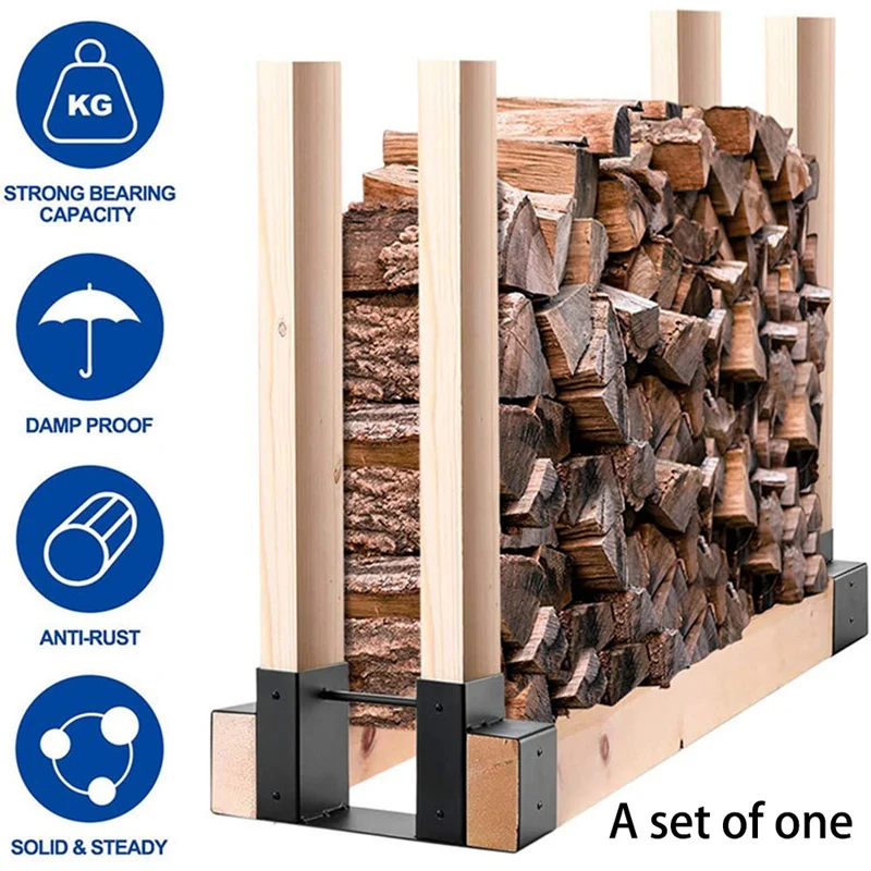 

Outdoor Freely Create Firewood Log Storage Rack Bracket Kit Iron Fireplace Wood Storage Holder with Adjustable Length