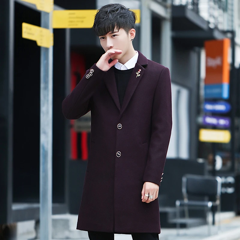 

2020 Autumn Wool Blend Men's Woollen Coat Winter Men Trench Coat Fashion Brand Clothing Warm Woolen Overcoat Male