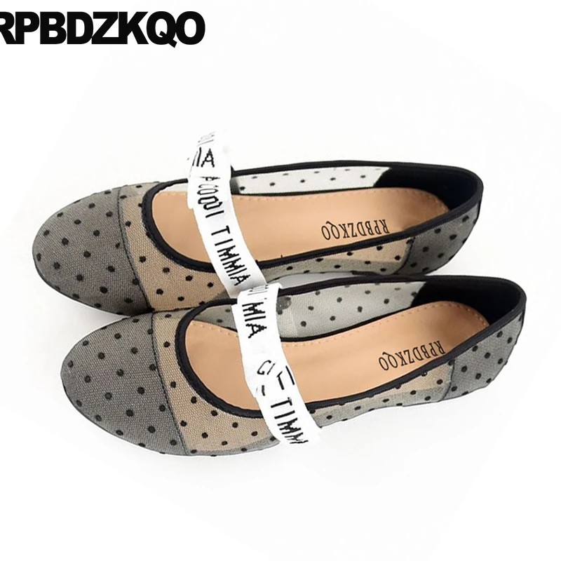 Дизайнерские тканевые балетки Мэри Джейн с круглым носком и бантом сетчатые