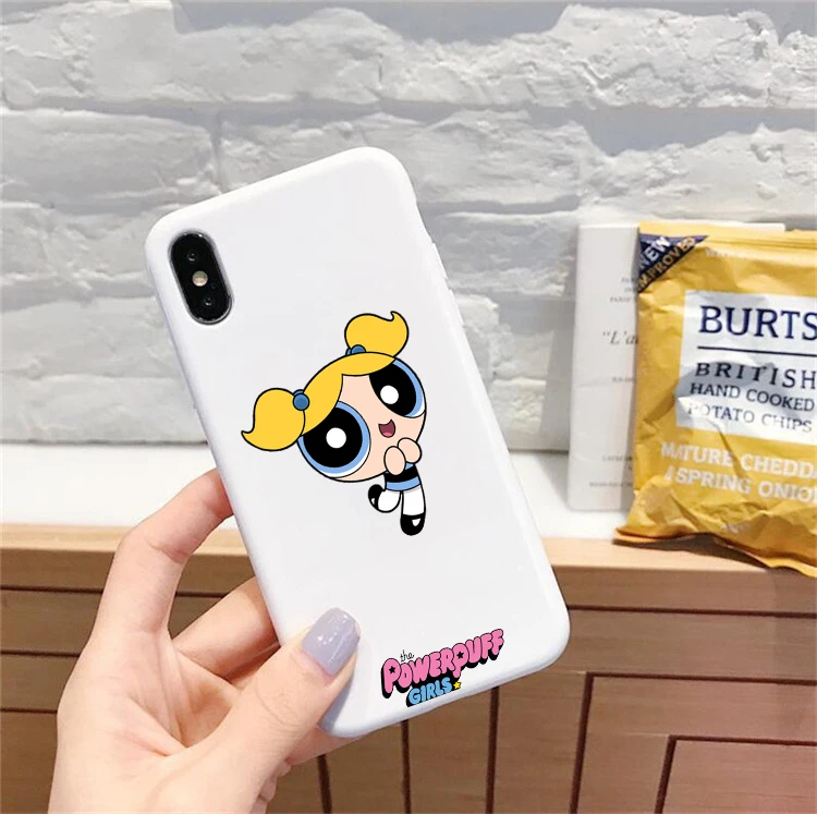 Милый Powerpuff телефон для девочек чехол для iPhone 7 X XS MAX XR 8 6 6s Plus 11Buttercup Bubbles карамельный цвет мягкая задняя крышка