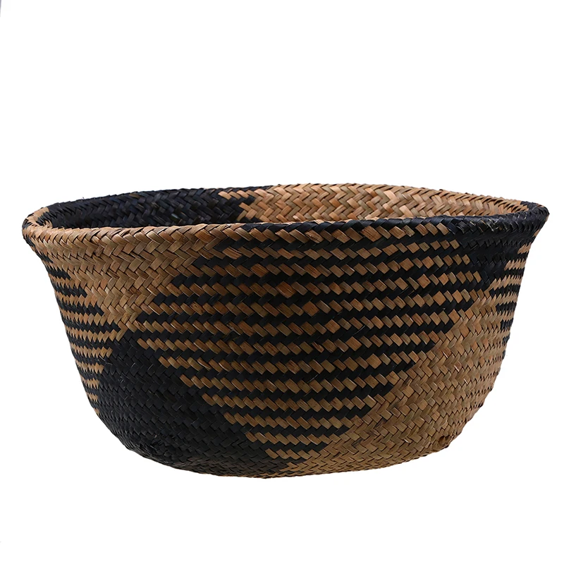 

1pc Seagrass Woven Storage Basket with Handle Garden Flower Vase Plant Baskets Foldable Flowerpot Household Laundry Organizer