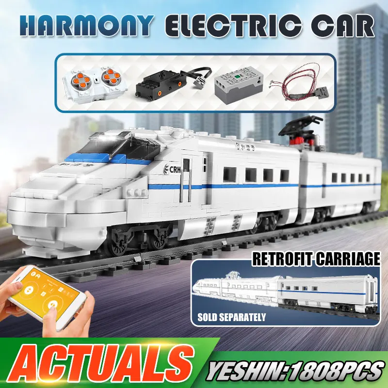 Моторизованный высокотехнологичный поезд MOULD KING 12002 игрушки приложение RC CRH2