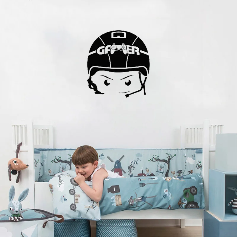 

Gamer Controller Wall Stickers Sign Joystick Decals Boys Room Decor Removable Bedroom Mural C10-21