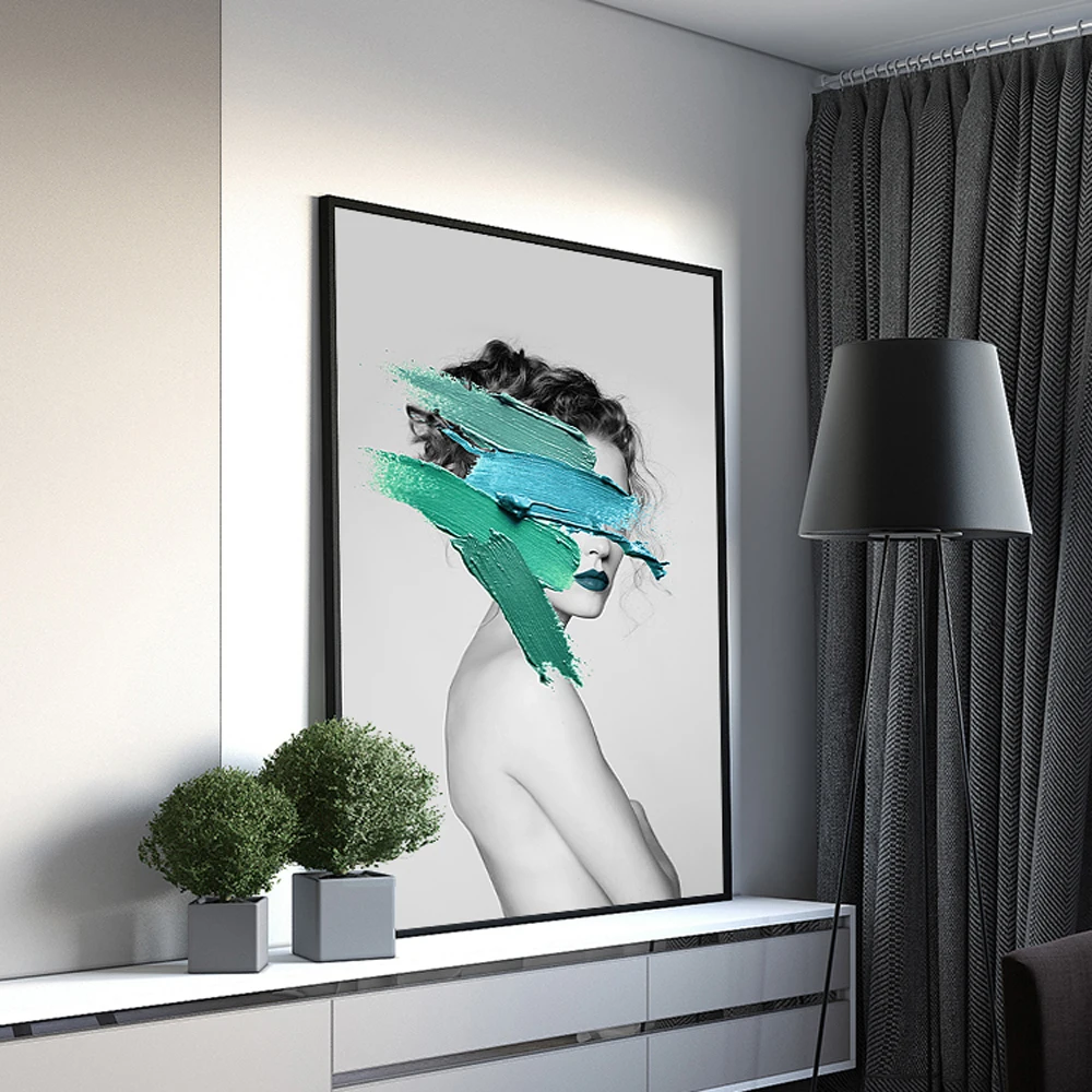 Абстрактная мода настенное искусство холст принты с краской для девочек