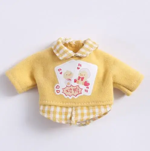 cartoon yellow shirt Одежда для кукол футболка с капюшоном и длинными рукавами с героями мультфильмов/короткие штаны для ob11, obitsu11, Molly, 1/12bjd, Одежда для куклы, аксессуары для куклы - Цвет: cartoon yellow shirt