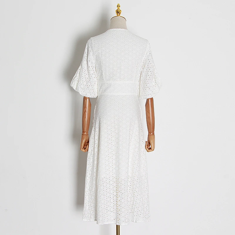 Женское винтажное миди-платье TWOTWINSTYLE летнее однотонное платье с V-образным