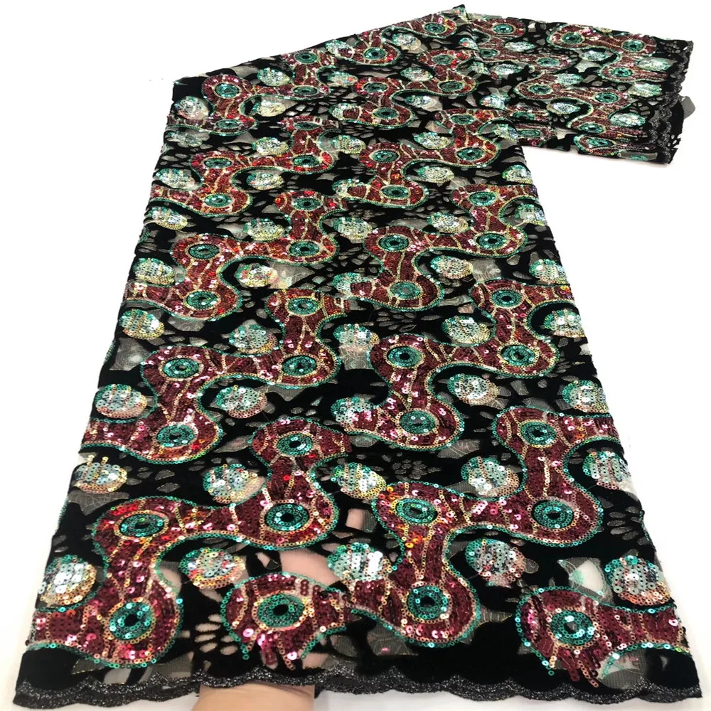 

Madison Nigerian Lace Fabrics African Lace Fabric 2020 High Quality Velvet Lace With Sequins French Lace Fabric Sewing