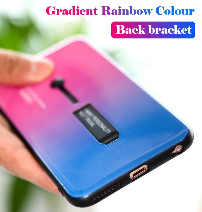 Градиент цвета радуги кольцо кронштейн чехол для телефона Apple iPhone XR XS Max X 8 7 6 6S Plus