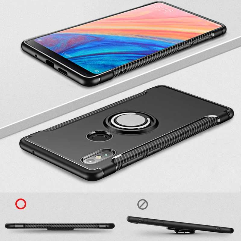 Чехол с кольцом на палец полной защитой 360 градусов для Xiaomi Mi Mix 2S 2/для Note 3 Max A1 A2